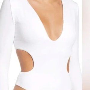 Tiger Mist Isabella White Cutout Bodysuit Size Small
